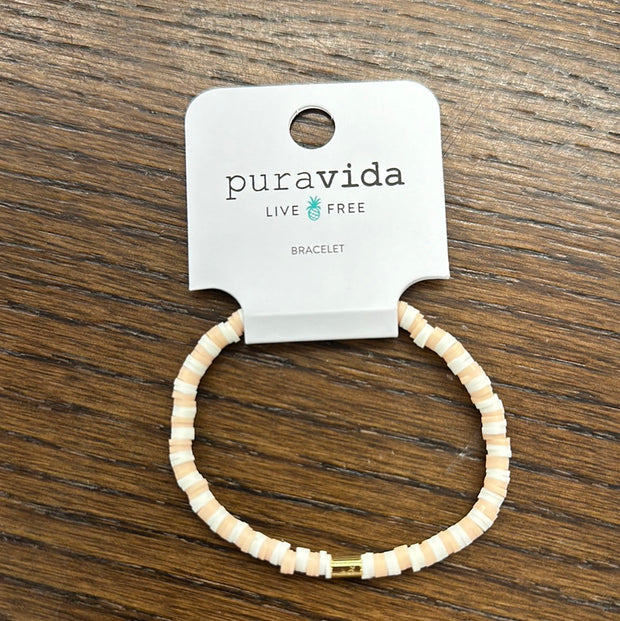 Pura Vida Seascape Vinyl Disc Stretch Bracelet -Sandalwood