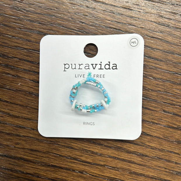 Pura Vida Mixed Seed Bead SL Stretch Ring 3 Pack