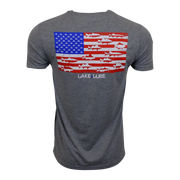 LAKE&LURE PATRIOT FISH BLEND SHORT SLEEVE TEE - UNISEX- Aluminum Gray