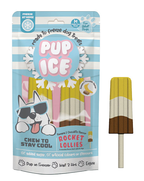 Pup Ice Rocket Lollies Ready to Freeze Dog Ice Cream -2 Pk  Banana and Chocolate Flavor