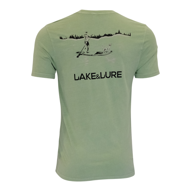 LAKE&LURE PADDLE BOARD PUP COTTON TEE - UNISEX - Lichen Green