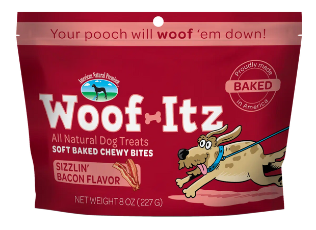 AMERICAN NATURAL PREMIUM Woof Itz Soft Baked Chewy Bites Dog Treats- Sizzlin' Bacon