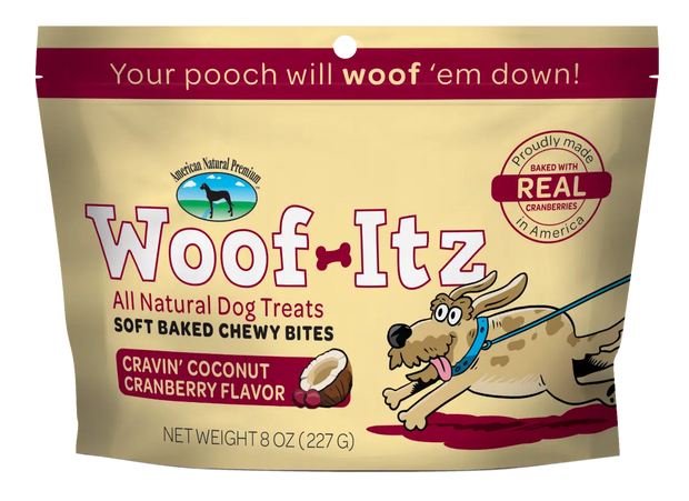 AMERICAN NATURAL PREMIUM Woof Itz Soft Baked Chewy Bites Dog Treats- Cravin' Coconut Cranberry