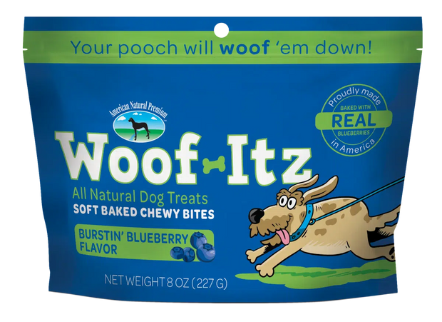 AMERICAN NATURAL PREMIUM Woof Itz Soft Baked Chewy Dog Treats- Burstin Blueberries