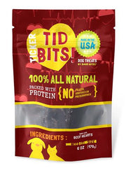 Bare Bites Ticker Tidbits Beef Hearts All Natural Dog Treats - SINGLE INGREDIENT