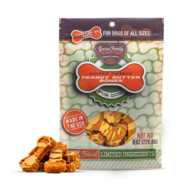 Gaines Family Farmstead Peanut Butter Coated Sweet Potato Bones Dog Treats - 8 Oz