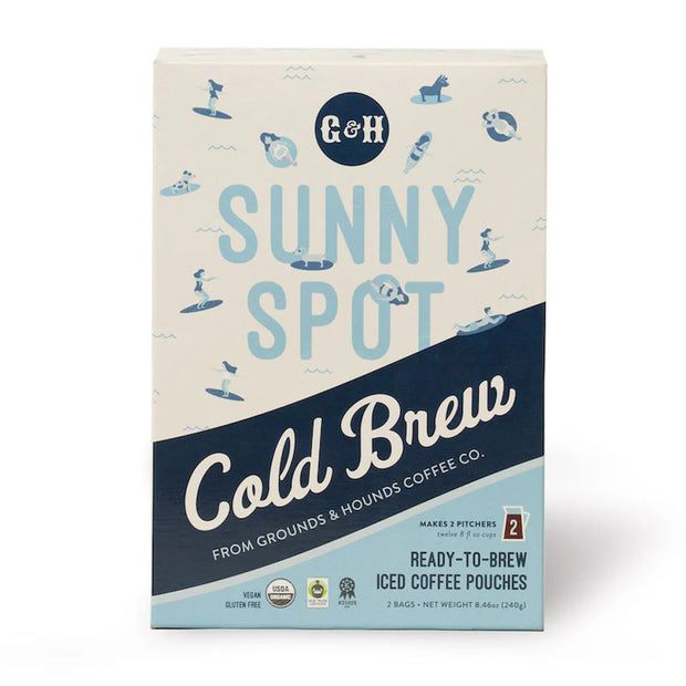 Grounds and Hounds Sunny Spot Cold Brew Roast Coffee Ready to Brew Iced Coffee Pouches