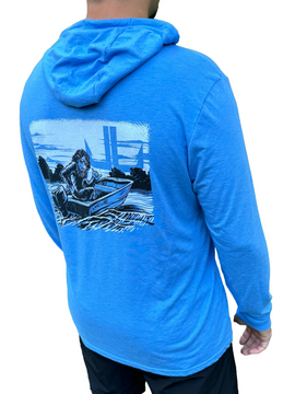 LAKE&LURE JON SQUATCH ROAMER, Triblend Long Sleeve- Azure Blue/White