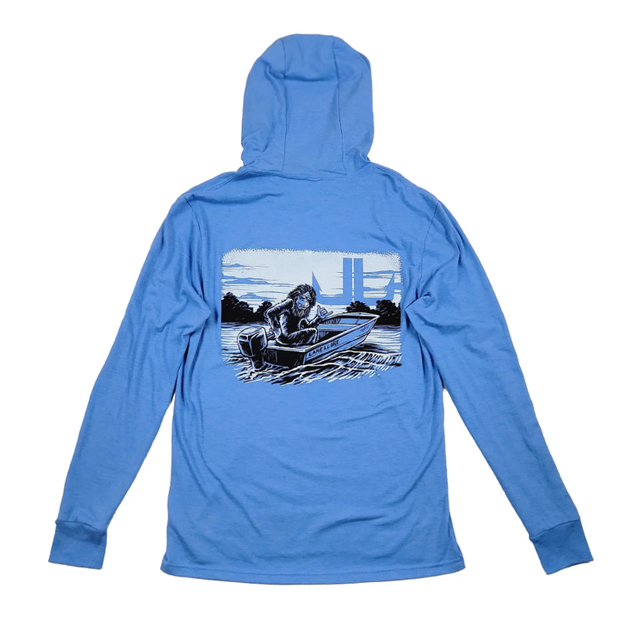 LAKE&LURE JON SQUATCH ROAMER, Triblend Long Sleeve- Azure Blue/White