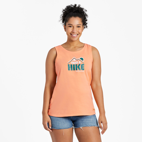 Life is Good Take a Hike Crusher Orange Womens Tank - CLEARANCE