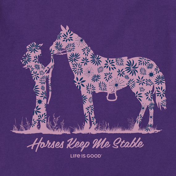 Life is Good Horses Keep Me Stable Women's Crusher V Neck Short Sleeve Shirt