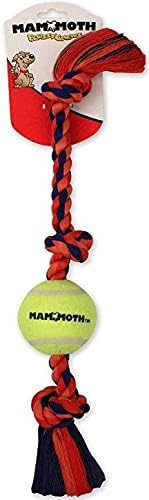 MAMMOTH PET Interactive Knot Tug Flossy Chew with Tennis Ball Dog Toy