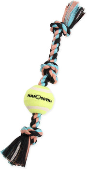 MAMMOTH PET Interactive Knot Tug Flossy Chew with Tennis Ball Dog Toy