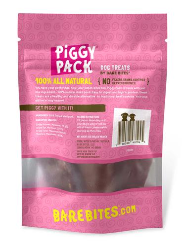 Bare Bites Piggy Pack All Natural Pork Dog Treats - SINGLE INGREDIENT