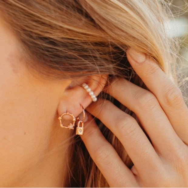 Pura Vida Lock Hoop Rose Gold Earrings