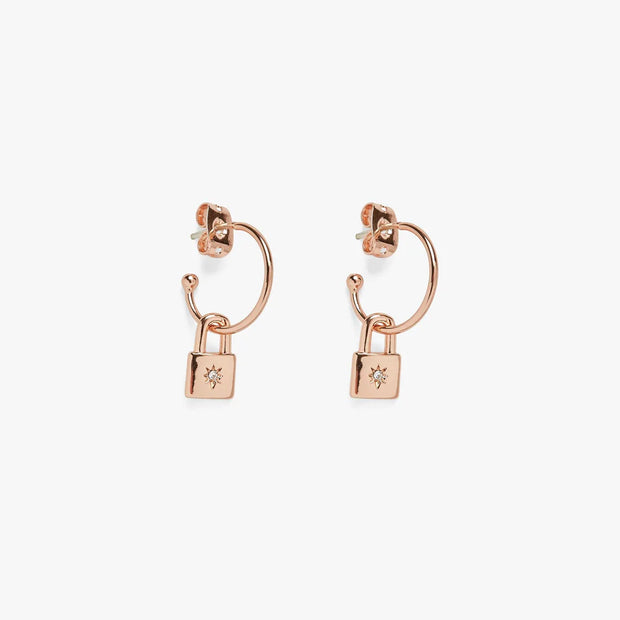 Pura Vida Lock Hoop Rose Gold Earrings