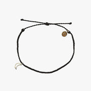 Pura Vida Crescent Moon Black Anklet