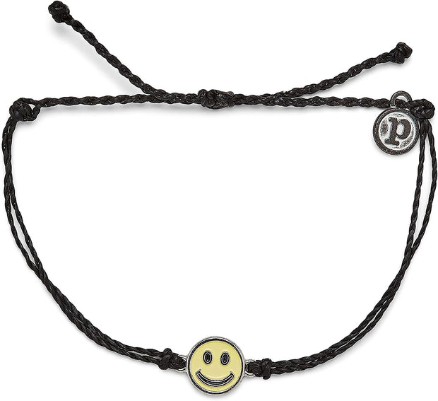 Pura Vida Enamel Happy Face Black Bracelet