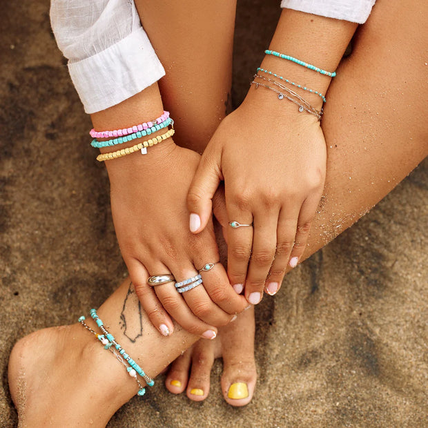 Pura Vida Blue Hematite Stretch Bracelet