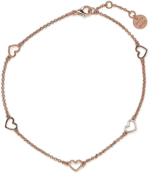 Pura vida Rose Gold Dainty Heart Anklet