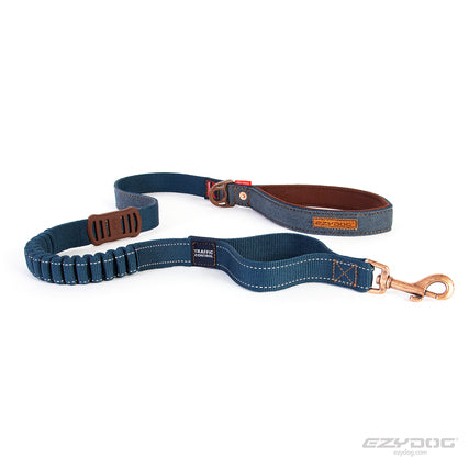 EZYDOG Denim Zero Shock Dog Leash - 48" with Traffic Control