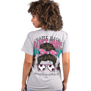 Simply Southern Hair Soccer- Heather Gray Short Sleeve Shirt