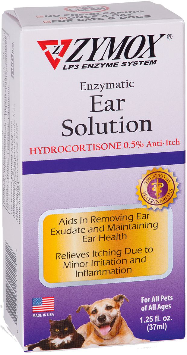 ZYMOX Enzymatic Ear Solution w/ Hydrocortisone - For Dogs, Cats, and Small Animals