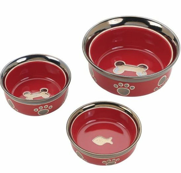 Ethical Pet Ritz Copper Rim Pet Dish - Red