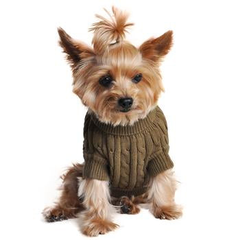 Doggie Designs Combed Cotton Cable Knit Dog Sweater - Herb Green