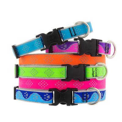 LupinePet High Light Dog Collar and Dog Leash - Orange Diamond - MADE IN THE USA