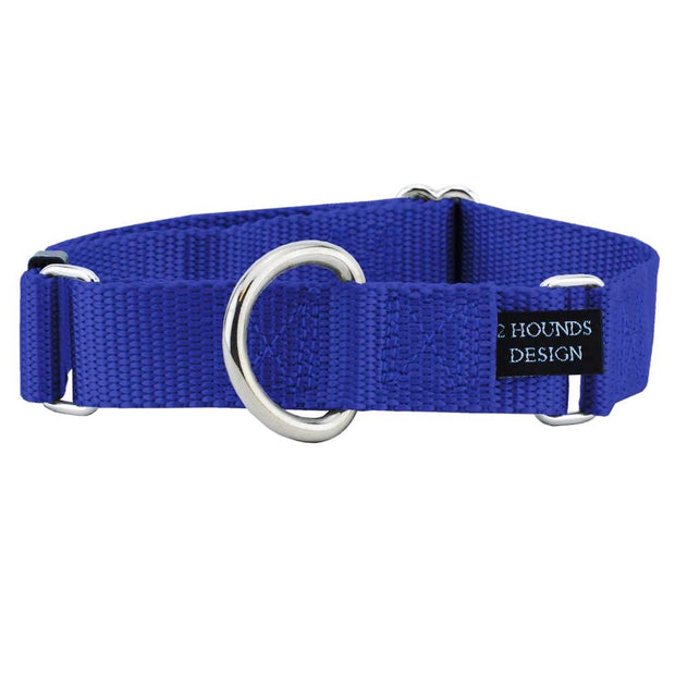 2HOUNDSDESIGN Keystone Buckle Nylon Martingale Collar - Royal Blue - MADE IN THE USA