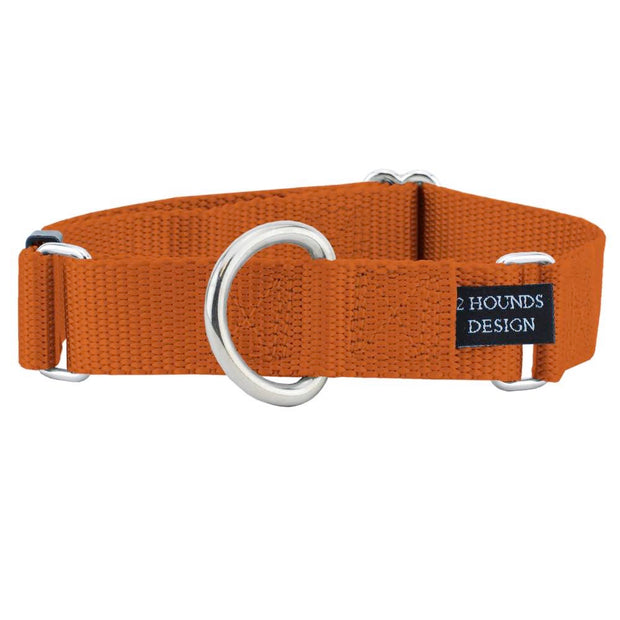 2HOUNDSDESIGN Keystone Buckle Nylon Martingale Collar - Rust - MADE IN THE USA